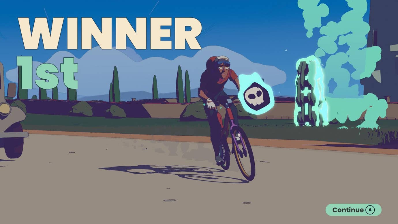 The player finishes a race in 1st position.